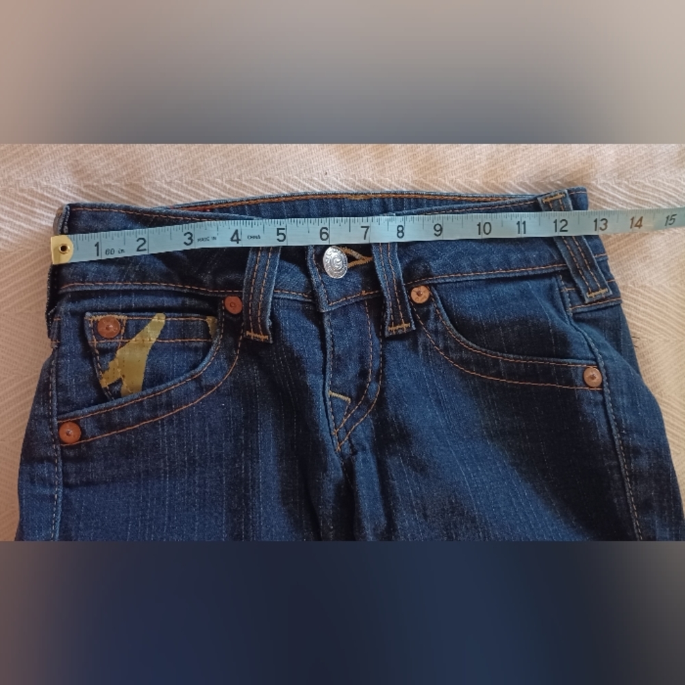 EUC True Religion sz 25 Women’s Low-Rise Rear-Flap Becky Bootcut Blue Jeans - Picture 10 of 16
